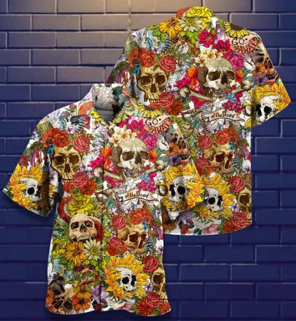 Skull Day Of The Dead Flower Hawaiian Shirt,Hawaiian Shirt Gift, Christmas Gift