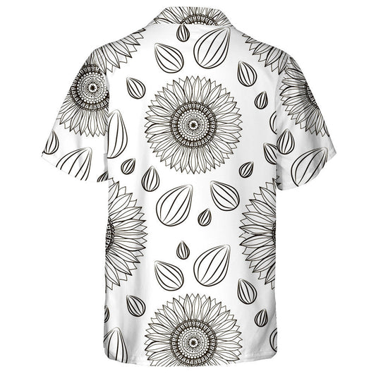 Repeating Hand Drawn Sunflowers Flower And Seeds Hawaiian Shirt, Hawaiian Shirt Gift, Christmas Gift