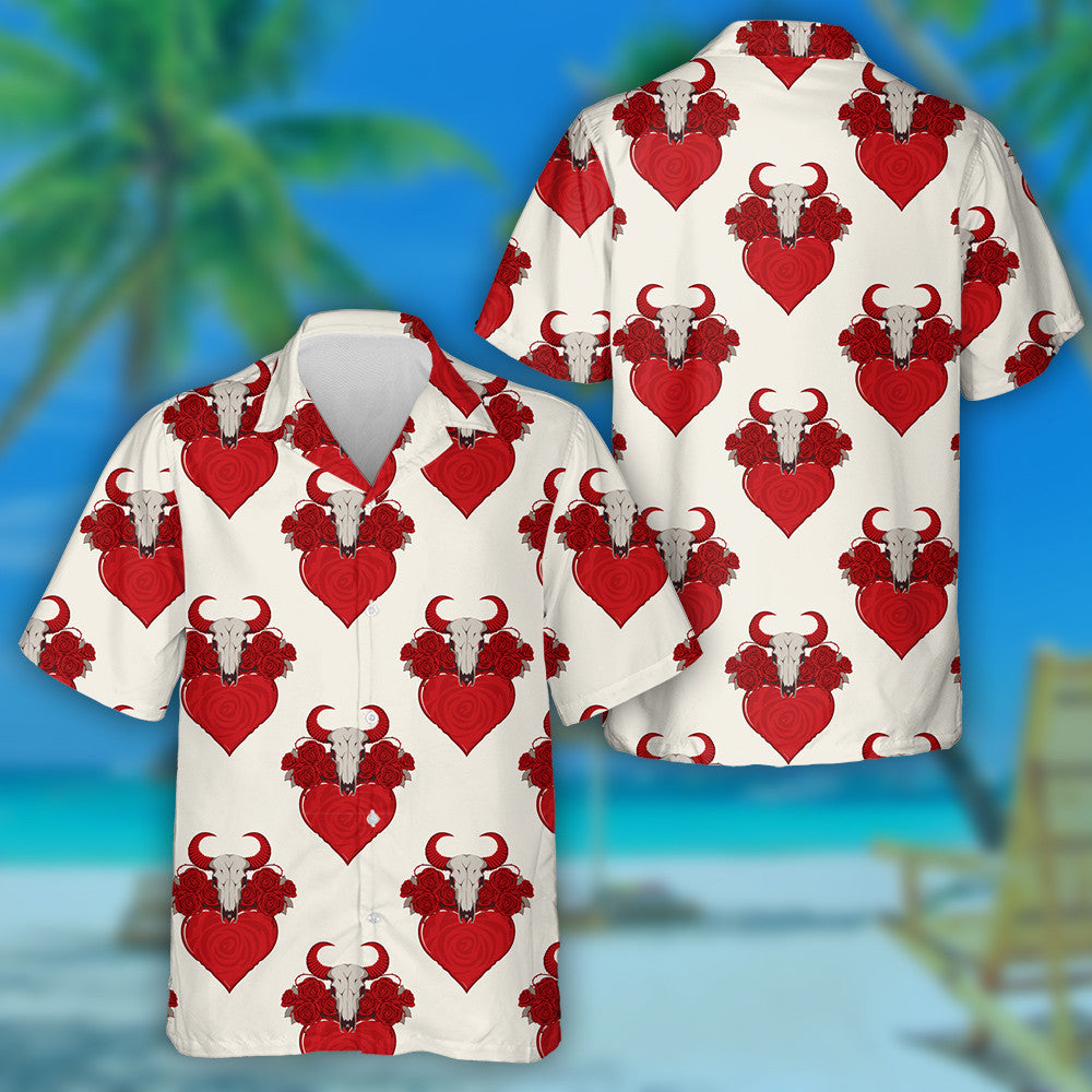 Cow On The Theme Of Love And Death Hawaiian Shirt,Hawaiian Shirt Gift, Christmas Gift