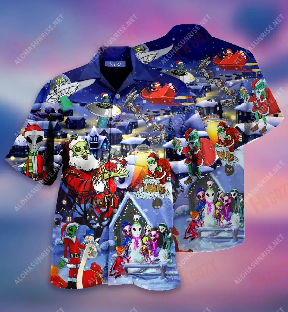 Nollaig Shona Earthlings Eachtrannaigh Laethanta Saoire Léine Gearr Haváís Aloha Shirt Léinte Haváís Saincheaptha Léinte Haváís do Mhná, Bronntanas Léine Haváís, Bronntanas Nollag