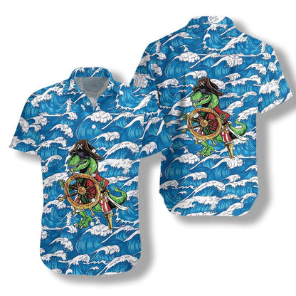 Pirate Dinosaur Awesome Background Design Hawaiian Shirt,Hawaiian Shirt Gift, Christmas Gift