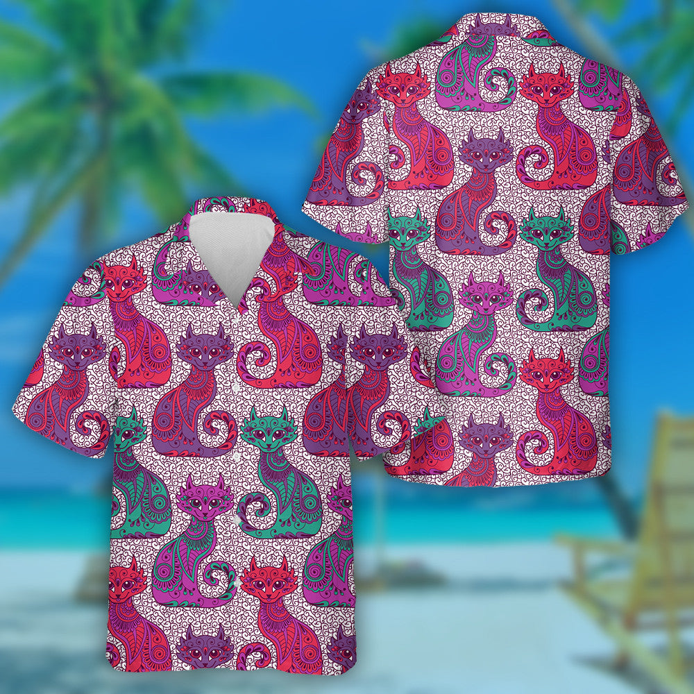 Beautiful Cats In The Ethnic Style Hawaiian Shirt, Hawaiian For Gift
