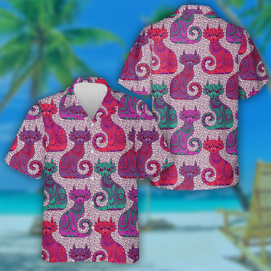 Beautiful Cats In The Ethnic Style Hawaiian Shirt, Hawaiian For Gift