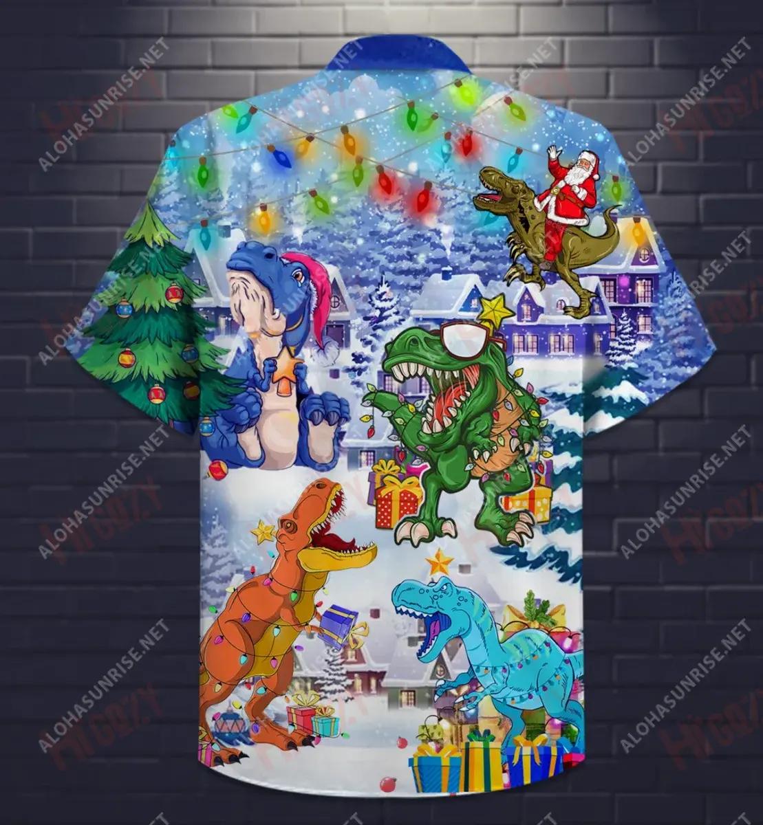 Léinte Gearr Muinchille Nollag T-Rex Laethanta Saoire Léinte T Haváíacha Léinte Haváíais Oirbheartaíochta d'Fhir, Bronntanas Léine Haváíais, Bronntanas Nollag