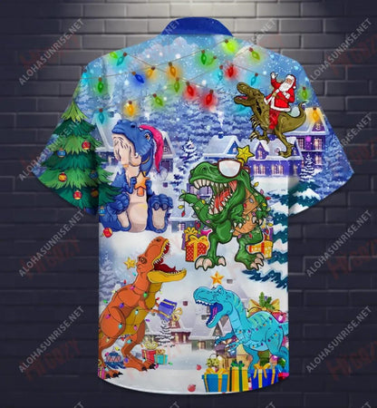 Léinte Gearr Muinchille Nollag T-Rex Laethanta Saoire Léinte T Haváíacha Léinte Haváíais Oirbheartaíochta d'Fhir, Bronntanas Léine Haváíais, Bronntanas Nollag