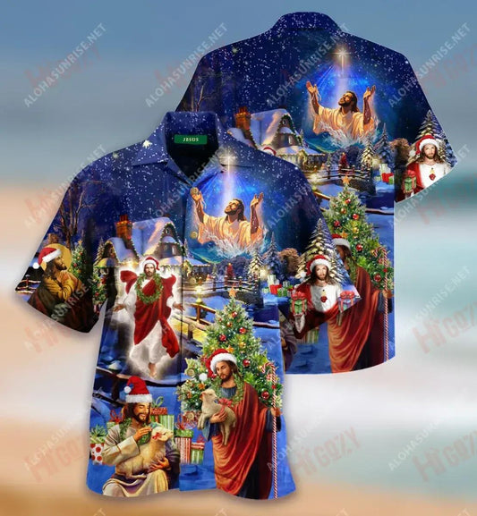 Tosaíonn an Nollaig le Críost Léinte Haváise Gearr Unisex Caitheamh aimsire Léinte haváíais Léinte haváíais Oirbheartaíochta Léinte haváíais do Mhná, Bronntanas Léine haváíais, Bronntanas Nollag