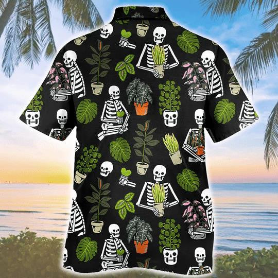 Beautiful Plant Potted Gardener Skull Pattern Hawaiian Shirt, Hawaiian For Gift