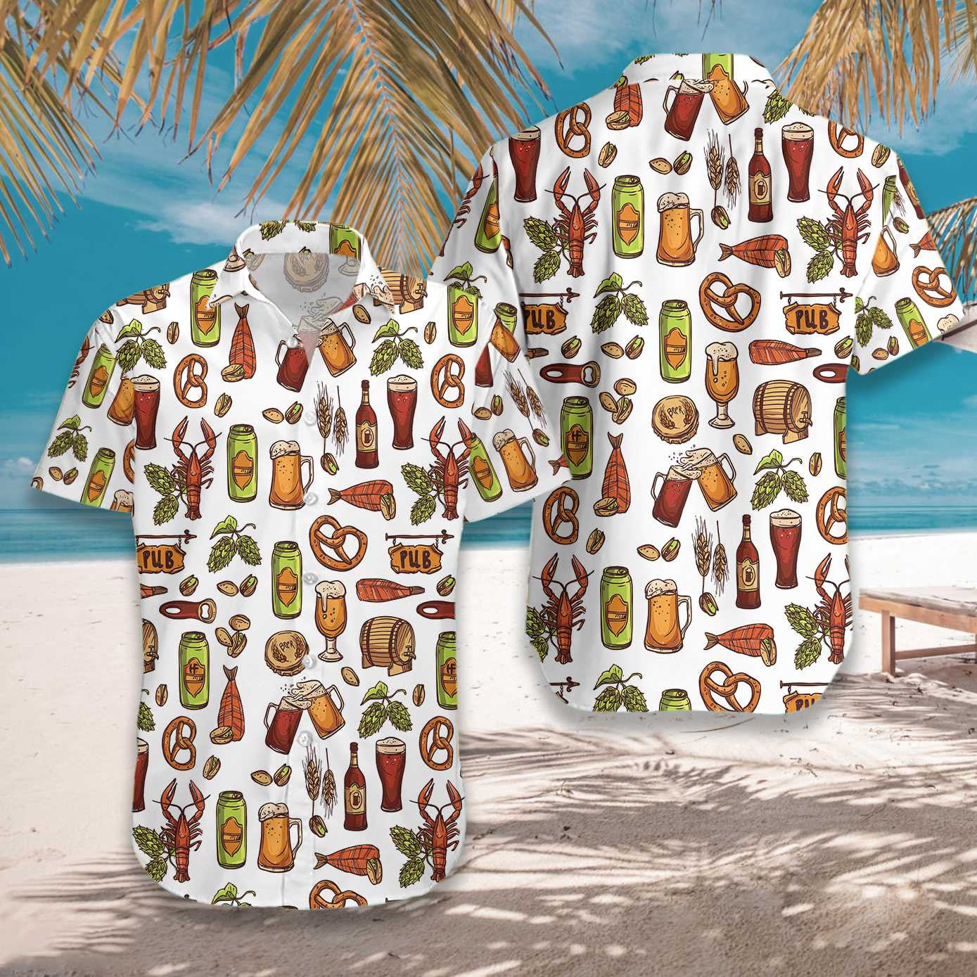 White Background Let's Drink Premium Beer Hawaiian Shirt,Hawaiian Shirt Gift, Christmas Gift