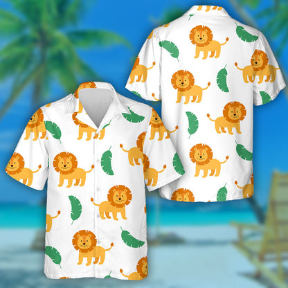 Wild Animal Lion And Tropical Banana Leaves Hawaiian Shirt, Hawaiian Shirt Gift, Christmas Gift