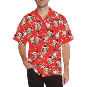 Custom Face Snowman Men's All Over Print Hawaiian Shirt, Hawaiian Shirt Gift, Christmas Gift