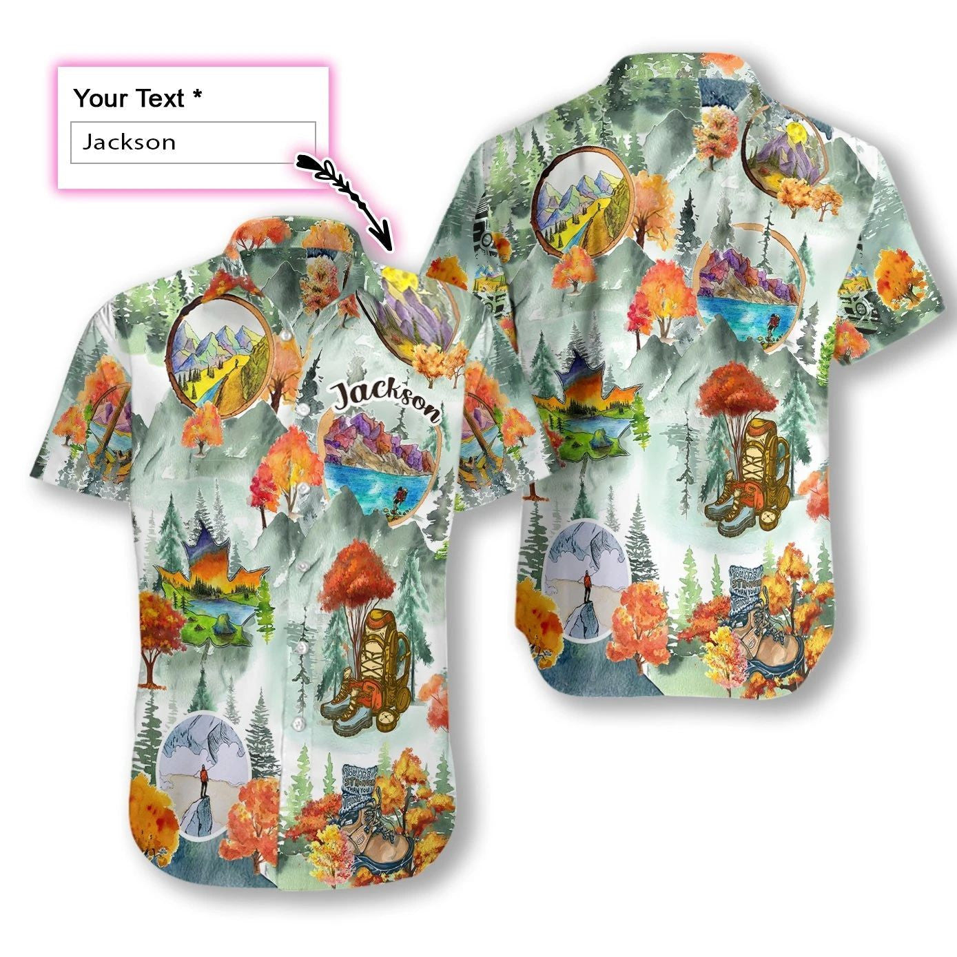 Hiking Beautiful Landscape Custom Name Hawaiian Shirt, Hawaiian For Gift