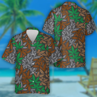 Ideal Camouflage Filled Cannabis Leafs Textured Hawaiian Shirt, Hawaiian Shirt Gift, Christmas Gift