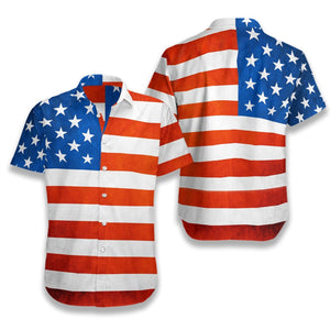 American Flag Stripe Background Pattern Hawaiian Shirt, Hawaiian For Gift