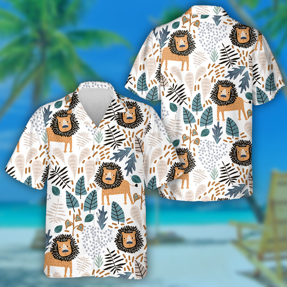 Leon Brónach Agus Duilleoga Trópaiceacha ar Chúlra Bán Léine Haváís, Bronntanas Léine Haváíais, Bronntanas Nollag