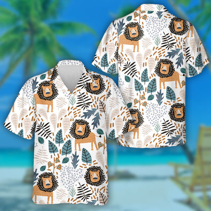 Leon Brónach Agus Duilleoga Trópaiceacha ar Chúlra Bán Léine Haváís, Bronntanas Léine Haváíais, Bronntanas Nollag