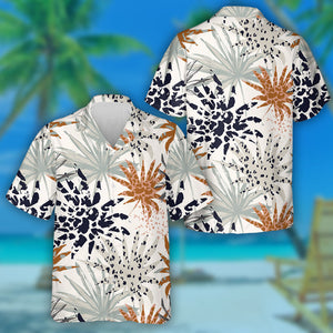 Abstract Palm Leaves Filled With Leopard Skin Hawaiian Shirt, Hawaiian Shirt Gift, Christmas Gift