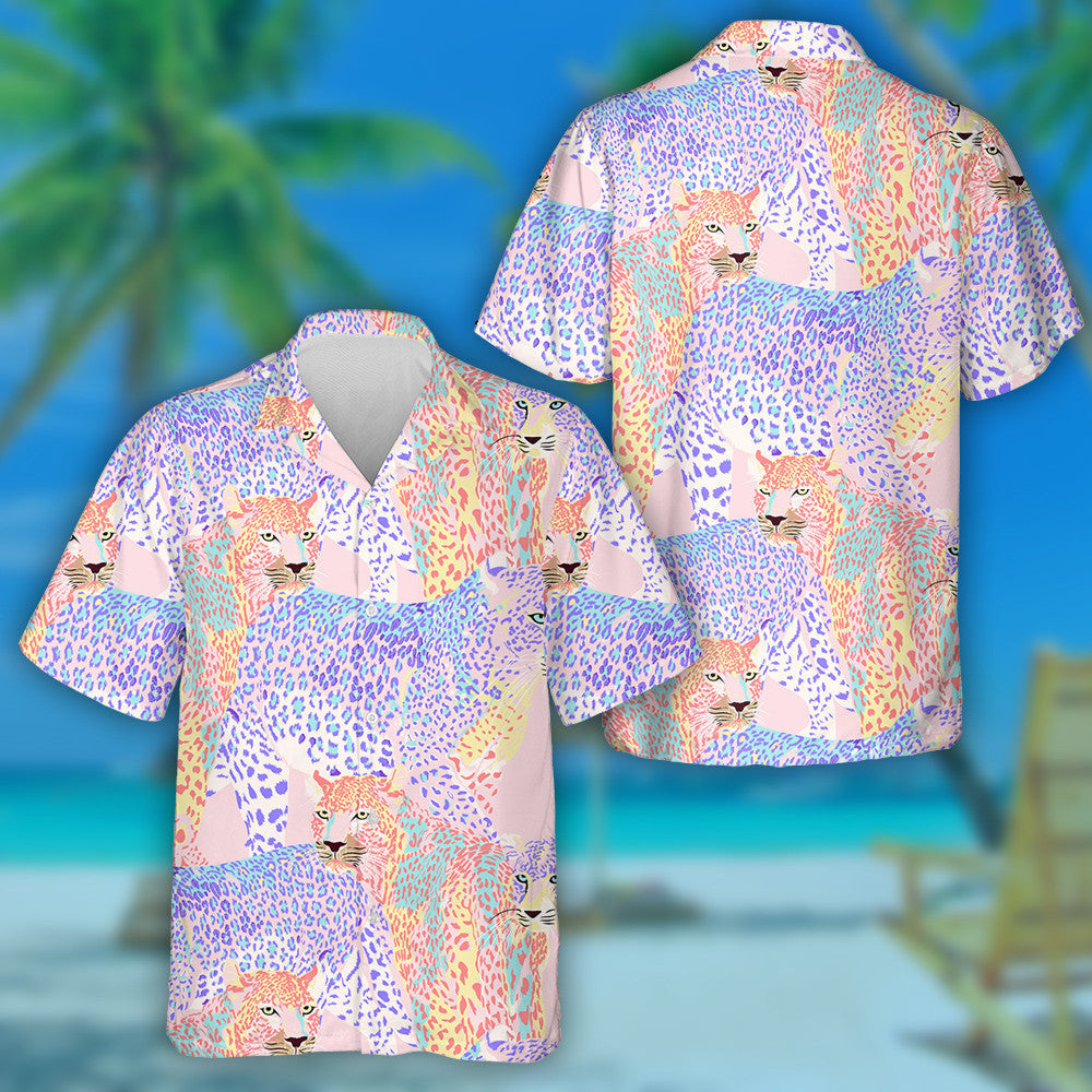 Beautiful Leopard Art In Pink Color Pastel Hawaiian Shirt, Hawaiian Shirt Gift, Christmas Gift