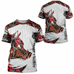 3D Boar Hunter Red Custom Tshirt Hoodie Apparel