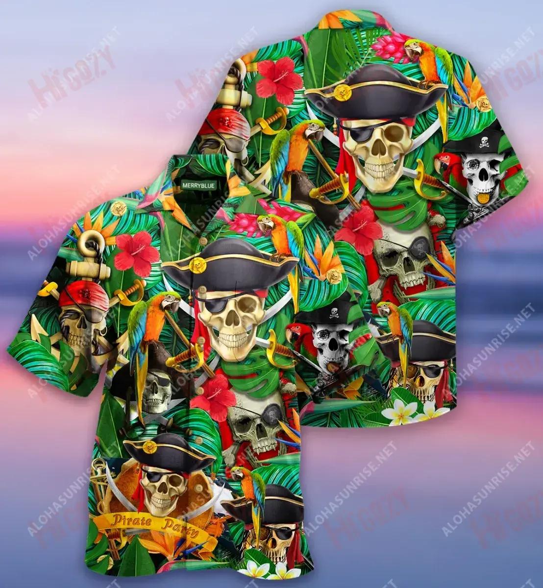 Mairnéalach ag Insint Scéalta, Déanann Pirates Uirlis Léine Haváise Unisex Caitheamh aimsire Muinchille Gearr Léinte Crazy Haváíais Léinte haváíais d'Fhir, Bronntanas Léine Haváís, Bronntanas Nollag