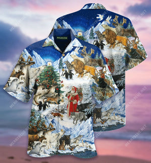 Wildlife Of Wild Animals On Christmas Holiday Hawaiian Shirt,Hawaiian Shirt Gift, Christmas Gift