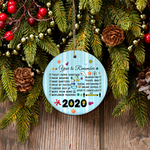 Remembering 2020 Year of Quarantine Ornament - Funny unique Christmas ornament Merry Christmas family gift idea