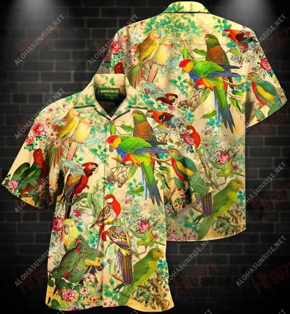 Vintage Parrot Unisex Léine Haváís Laethanta Saoire Muinchille Gearr Léinte Seanré Haváís Léinte Greannmhar Haváise, Bronntanas Léine Haváís, Bronntanas Nollag