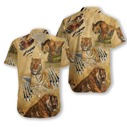 Wild Animal Tiger Claw Mountain Hawaiian Shirt, Hwaiian For Gift