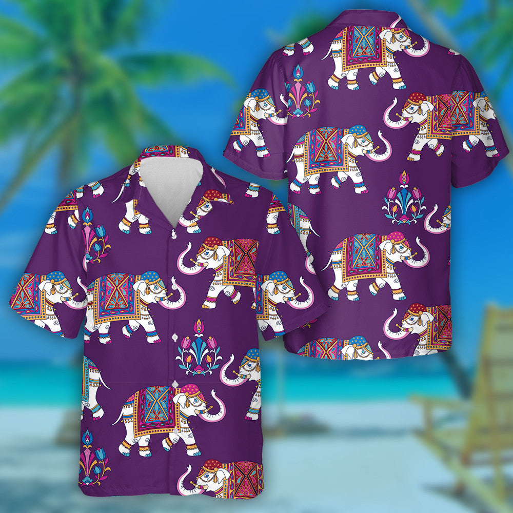 Eilifintí Greannmhar Agus Eilimintí Bláthanna ar Chúlra Violet Léine Haváí, Bronntanas Léine Haváíais, Bronntanas Nollag