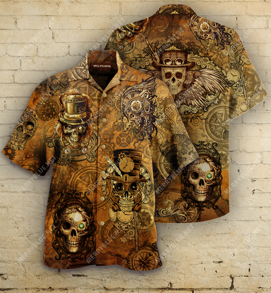 Buy Skull Steampunk Hawaiian Shirt- Hawaiian Shirts -Hawaiian Shirt Gift, Christmas Gift