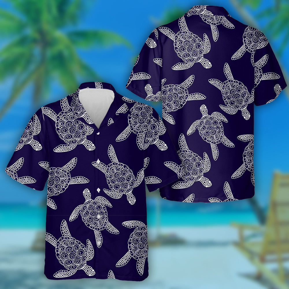 Colorful Turtle With Hand Drawn Illustrations Hawaiian Shirt,Hawaiian Shirt Gift, Christmas Gift