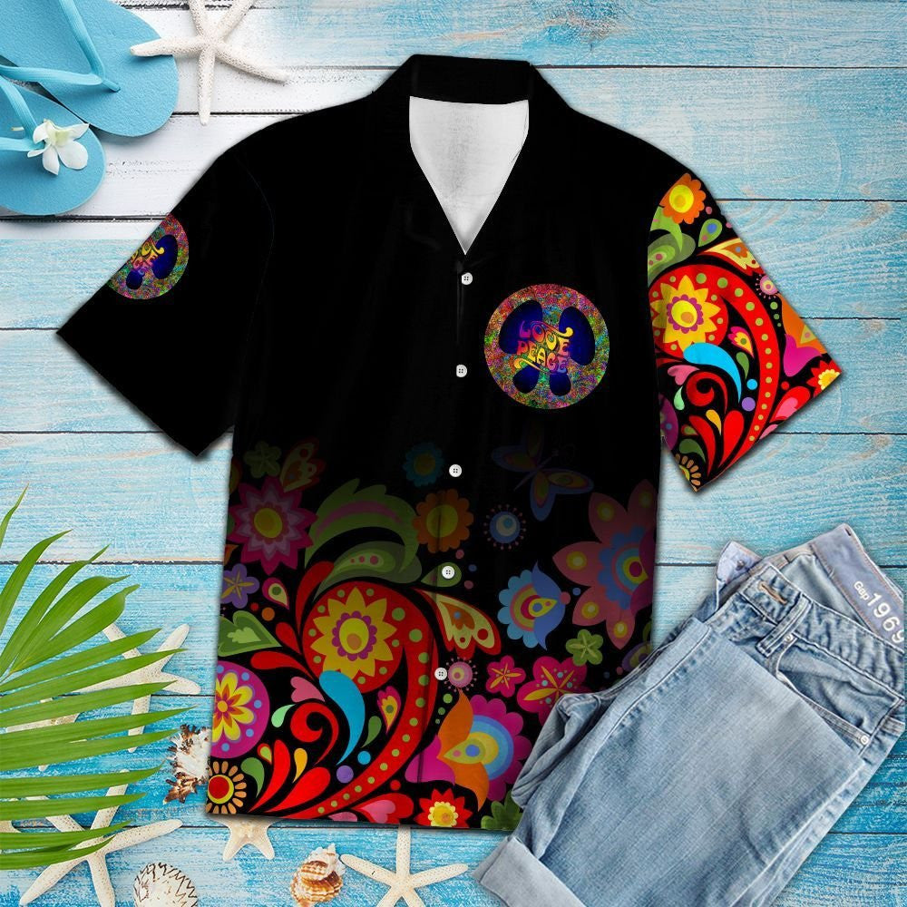 Great Paisley Pattern With Peace Sign Hawaiian Shirt,Hawaiian Shirt Gift, Christmas Gift