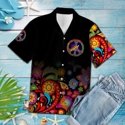 Great Paisley Pattern With Peace Sign Hawaiian Shirt,Hawaiian Shirt Gift, Christmas Gift