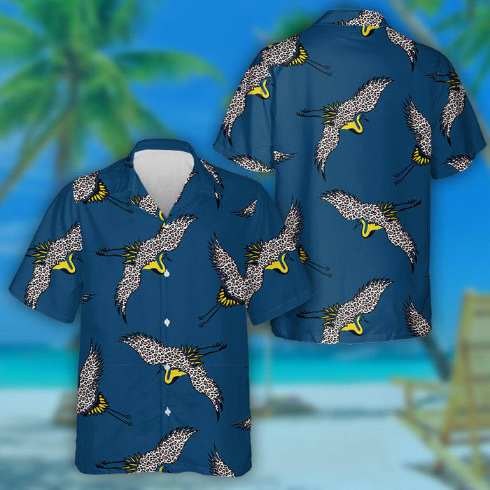 Wild African Leopards With Black Birds Hawaiian Shirt, Hwaiian For Gift