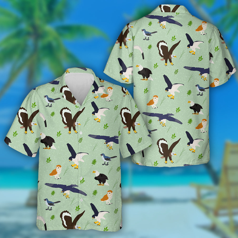 An Eagle Gull Falcon And Owl With Plant Hawaiian Shirt, Hawaiian Shirt Gift, Christmas Gift
