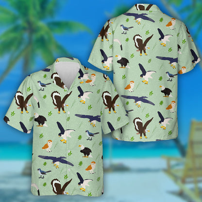 An Eagle Gull Falcon And Owl With Plant Hawaiian Shirt, Hawaiian Shirt Gift, Christmas Gift