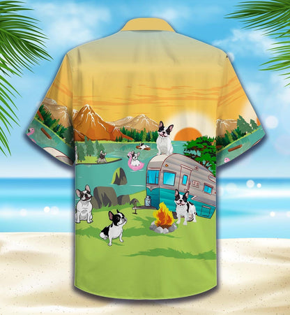 French Bulldog Lover Camping Pattern Hawaiian Shirt,Hawaiian Shirt Gift, Christmas Gift