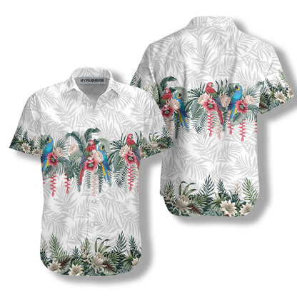 Dearann ​​Lotus Botanical Vintage Agus Parrot Macaw Léine Haváís, Bronntanas Léine Haváíais, Bronntanas Nollag