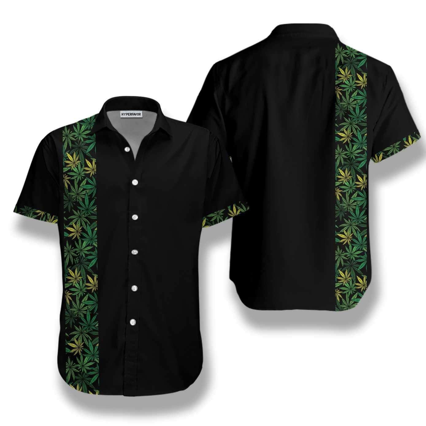 Black Background Retro Cannabis Marijuana Design Hawaiian Shirt, Hawaiian For Gift
