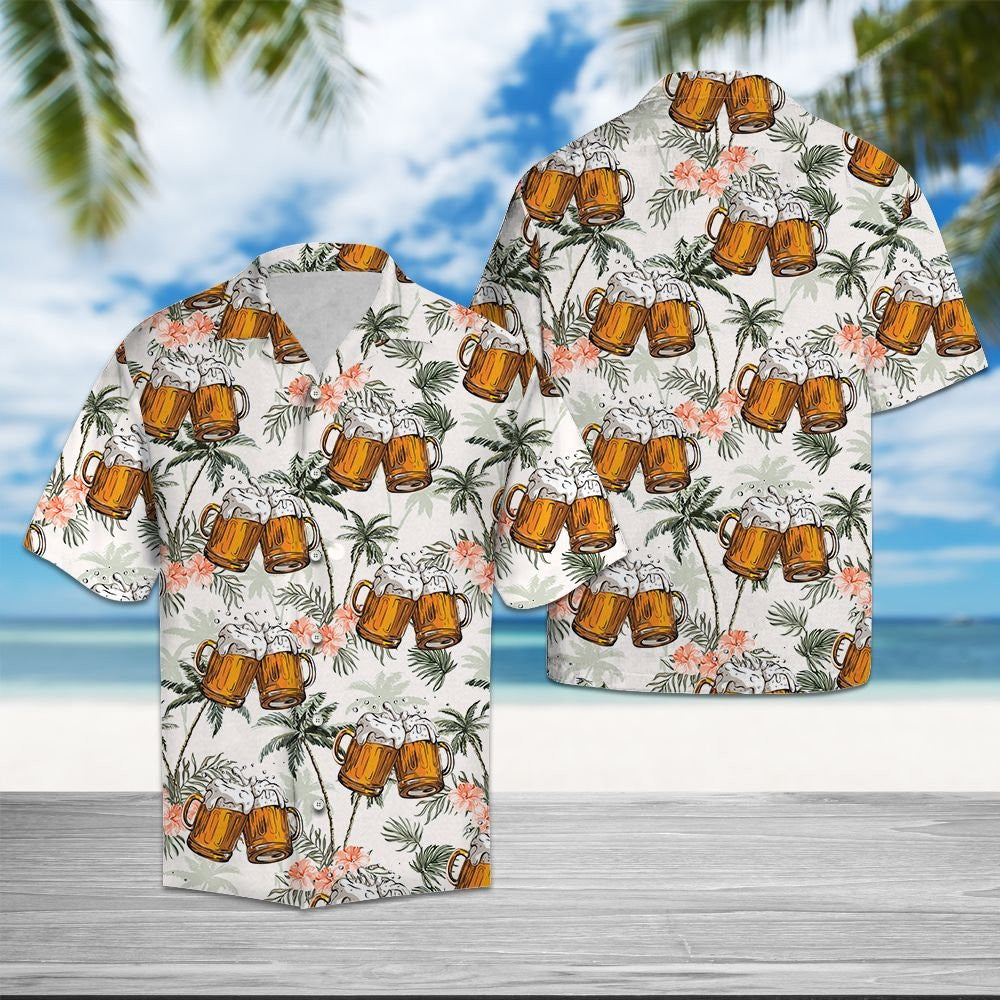 Fresh Beer With Foam Palm Trees Design Hawaiian Shirt, Hawaiian Shirt Gift, Christmas Gift