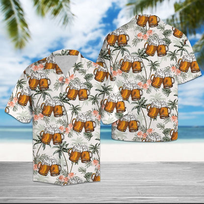 Fresh Beer With Foam Palm Trees Design Hawaiian Shirt, Hawaiian Shirt Gift, Christmas Gift