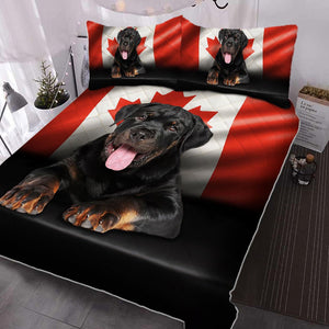 Rottweiler Quilt Bedding Set Dog Lover Canadian Flag  Bedroom Set Bedlinen 3D,Bedding Christmas Gift,Bedding Set Christmas