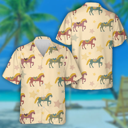 Cool Horse On A Yellow Background Hawaiian Shirt,Hawaiian Shirt Gift, Christmas Gift