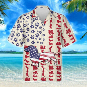 Dachshund Dog American Hawaiian Shirt, Hwaiian For Gift