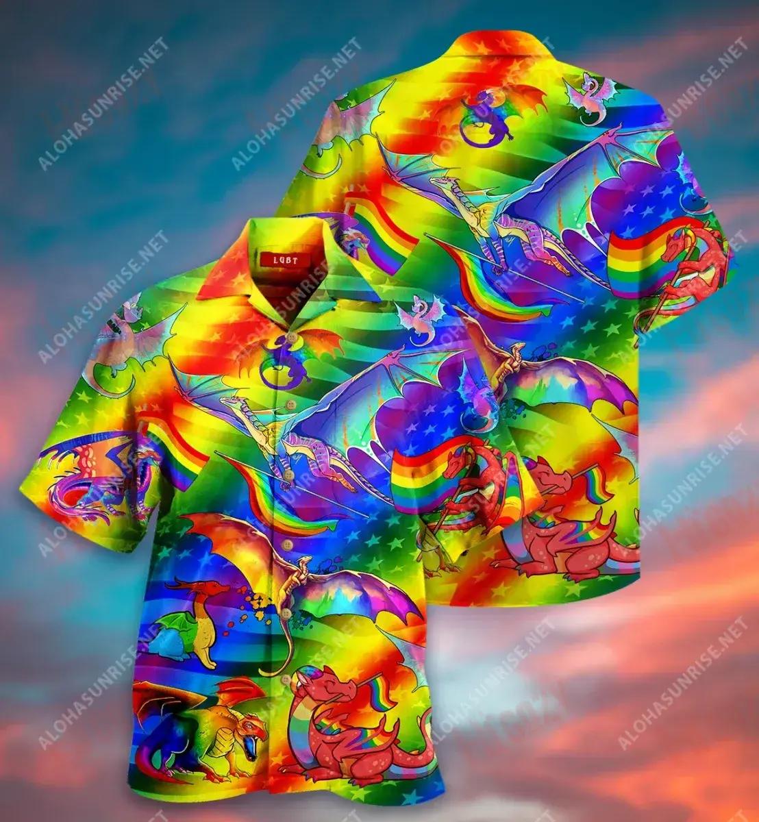 Dragon Lgbt Short Hawaiian Shirt Vacation Aloha Shirt Vintage Hawaiian Shirts Hawaiian Shirts For Men, Hawaiian Shirt Gift, Christmas Gift