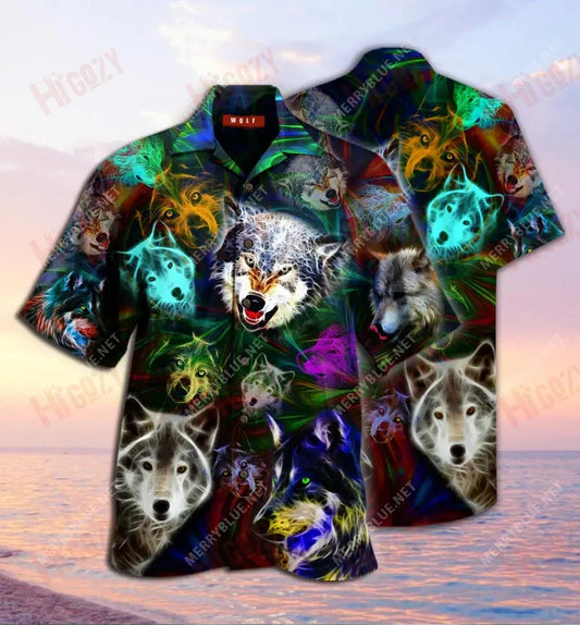 Wolves Brave Unisex Léine Gearr Muinchille Aigéan Léinte Haváise Léinte Haváís Saincheaptha Patrún Léine Haváís, Bronntanas Léine Haváís, Bronntanas Nollag