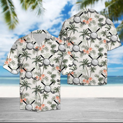 Gailf Putter Agus Liathróidí Le Crainn Pailme Dear Léine Haváís, Bronntanas Léine Haváíais, Bronntanas Nollag