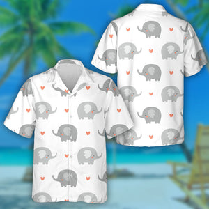 Adorable Baby Elephants Sleeping And Small Heart Hawaiian Shirt, Hawaiian Shirt Gift, Christmas Gift