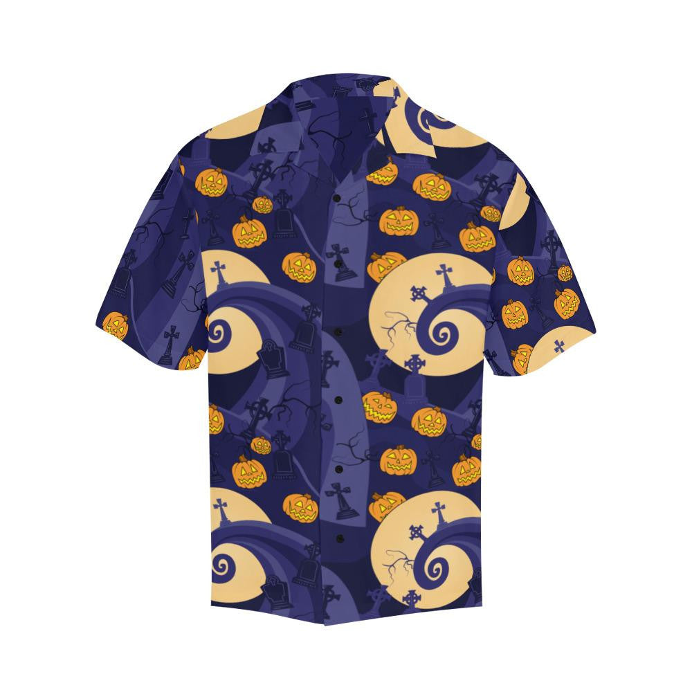 Happy Halloween Cute Jack's Hill Pattern Hawaiian Shirt, Hawaiian Shirt Gift, Christmas Gift