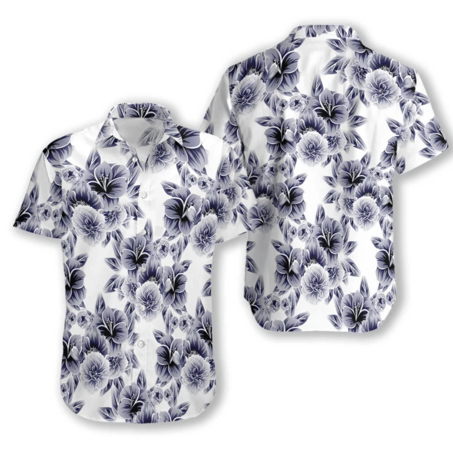 Bláth Dubh Ar Phatrún Cúlra Bán Léine haváíais, Haváis Don Bronntanas