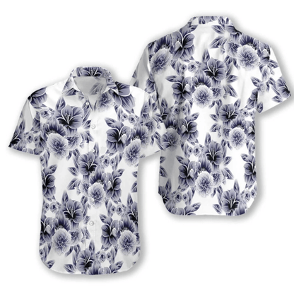 Bláth Dubh Ar Phatrún Cúlra Bán Léine haváíais, Haváis Don Bronntanas